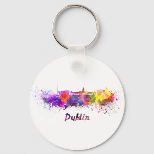 Dublin skyline in watercolor sleutelhanger