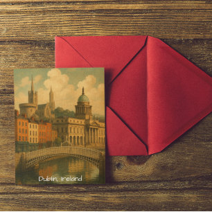  Dublin Travel Retro Ireland City ArtWork Briefkaart
