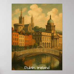  Dublin Travel Retro Ireland City ArtWork Poster