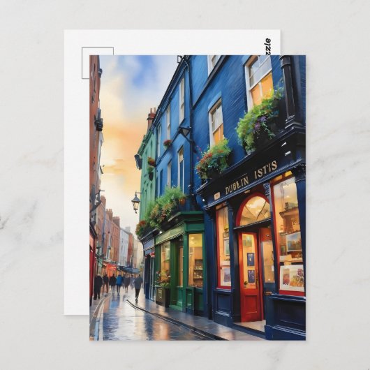 Dublin waterverf art briefkaart (Voorkant / Achterkant)