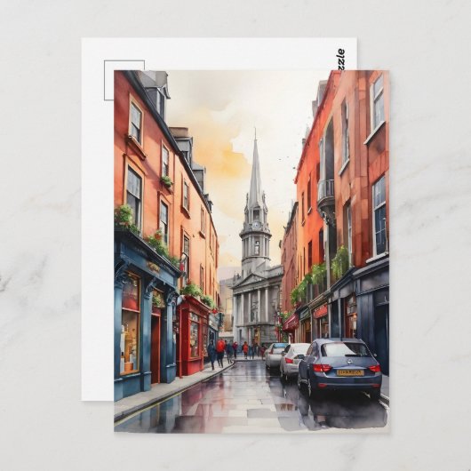 Dublin waterverf art briefkaart (Voorkant / Achterkant)