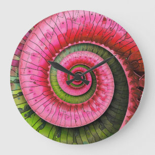 Dubman Designs: Glowende Roze en Groene Fibonacci Grote Klok