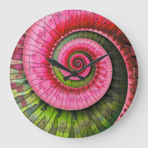 Dubman Designs: Glowende Roze en Groene Fibonacci Grote Klok
