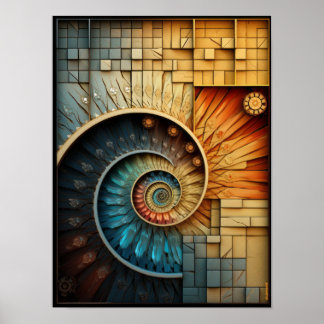 Dubman Designs: Glowing Fibonacci Spiraal Collage Poster
