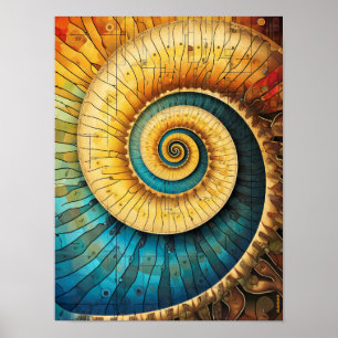 Dubman Designs: Gulden Verhouding, Glowing Fibonac Poster