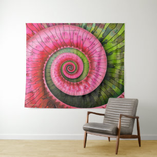 Dubman Designs: Neon Roze en Groene Fibonacci Wandkleed