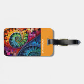 Dubman Does Design:Bright Fibonacci Swirls Bagagelabel (Achterkant horizontaal)