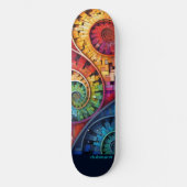 Dubman Does Design:Bright Fibonacci Swirls Skateboard (Voorkant)