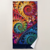 Dubman Does Design:Bright Fibonacci Swirls Strandlaken (Voorkant)