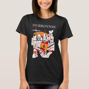 Dubrovnik Abstracte Collage Kunst Zwart Reizen T-shirt