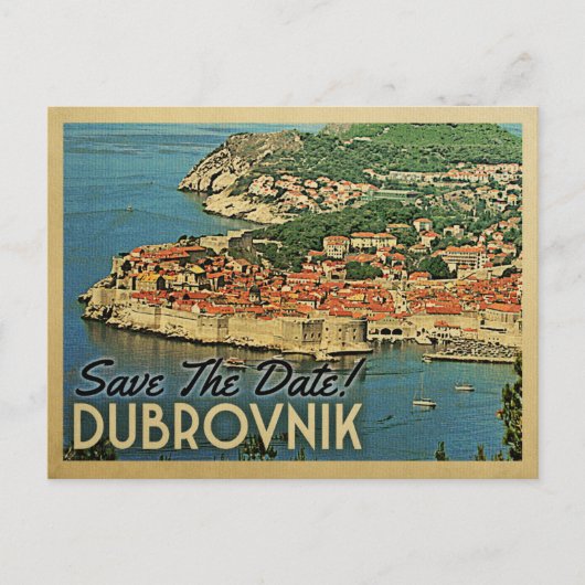 Dubrovnik bewaar de datum  Kroatië Aankondigingskaart (Voorkant)