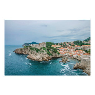 Dubrovnik haven en stadscentrum foto afdruk