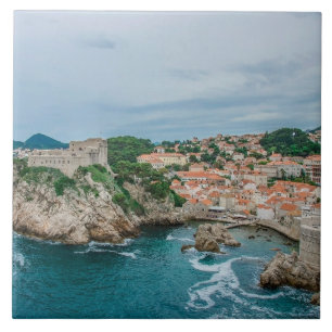 Dubrovnik haven en stadscentrum tegeltje