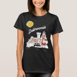 Dubrovnik Kroatië Fort Overhemd Wit Rood Reizen T-shirt