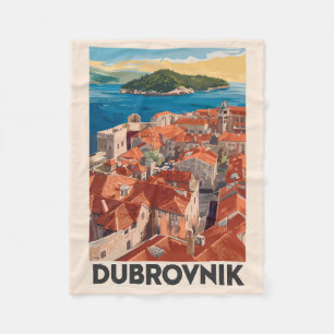 Dubrovnik Kroatië Illustratie Reizen Art Vintage Fleece Deken