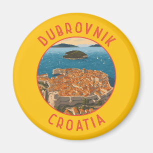 Dubrovnik Kroatië Retro Distressed Circle Magneet
