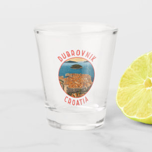 Dubrovnik Kroatië Retro Distressed Circle Shot Glas