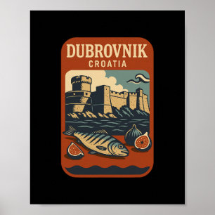 Dubrovnik Kroatië Souvenir Kroatisch eten en Reize Poster