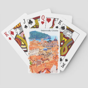 Dubrovnik Kroatië Waterverf Schilderij Pokerkaarten