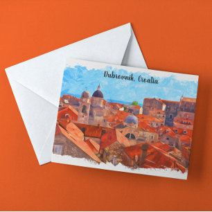 Dubrovnik Kroatië Waterverf Schilderij Reizen Briefkaart