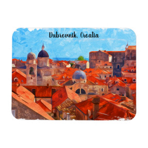 Dubrovnik Kroatië Waterverf Schilderij Reizen Magneet