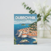Dubrovnik nostalgische retro reiskunst briefkaart (Staand voorkant)