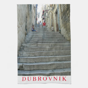 Dubrovnik stenen trap uitzicht theedoek