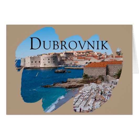 Dubrovnik: Uitzicht van strand en oude stad (Voorkant Horizontaal)
