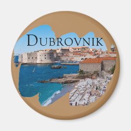 Dubrovnik: Uitzicht van strand en oude stad Magneet