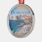 Dubrovnik: Uitzicht van strand en oude stad Metalen Ornament (Links)