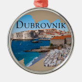 Dubrovnik: Uitzicht van strand en oude stad Metalen Ornament (Voorkant)