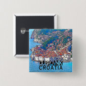 Dubrovnik Vierkante Button 5,1 Cm (Voorkant /achterkant)