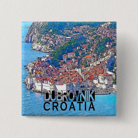 Dubrovnik Vierkante Button 5,1 Cm (Voorkant)