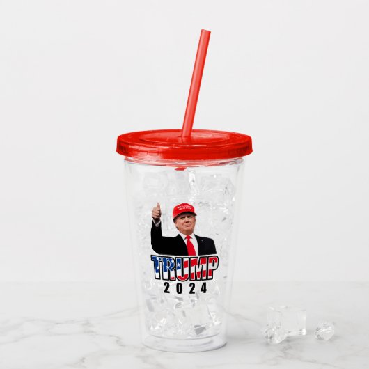 Dubs Up Donald Trump 2024 Acryl Drinkbeker (Achterkant ijs)