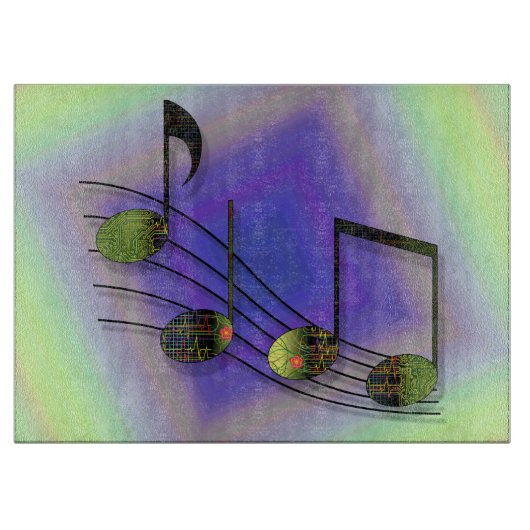 Dubstep Notities Glas Snijplank (Voorkant)