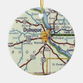 Dubuque IA-kaart Keramisch Ornament (Voorkant)