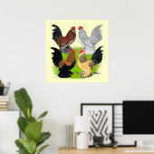 D'Uccles Four Roosters Poster (Thuiskantoor)