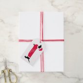 DUCHSHUND WEARD SANTA HAT CHRISTMAS GIFT LABEL CADEAULABEL (Met Touw)