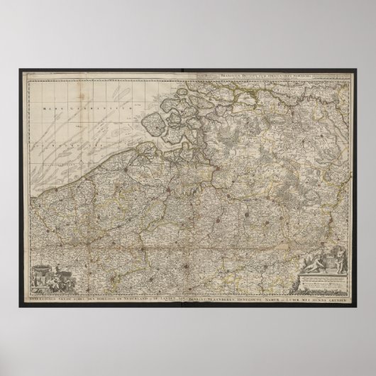 Duchy of Brabant with Adjacent Provinces Map, 1712 Poster (Voorkant)