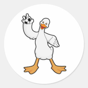 Duck als Handbalspeler met Handball Ronde Sticker