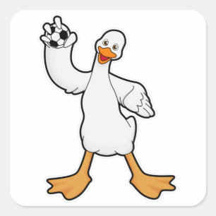 Duck als Handbalspeler met Handball Vierkante Sticker