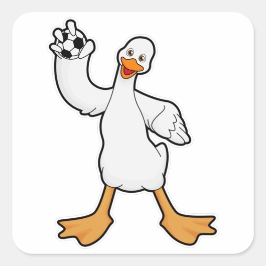 Duck als Handbalspeler met Handball Vierkante Sticker (Voorkant)