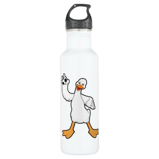 Duck als Handbalspeler met Handball Waterfles (Voorkant)