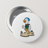 Duck als Hiker met rugzak Ronde Button 7,6 Cm (Voorkant /achterkant)