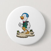 Duck als Hiker met rugzak Ronde Button 7,6 Cm (Voorkant)