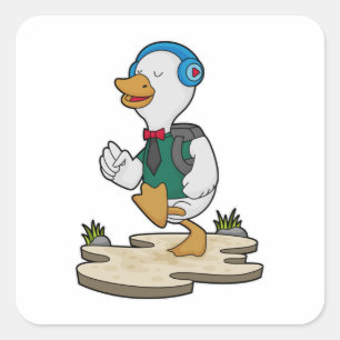 Duck als Hiker met rugzak Vierkante Sticker