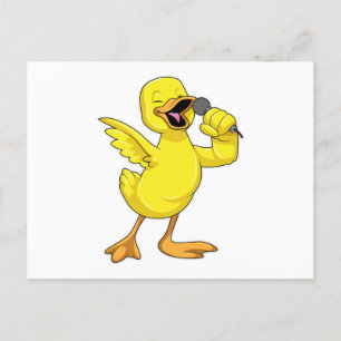 Duck als Singer met Microfoon Briefkaart