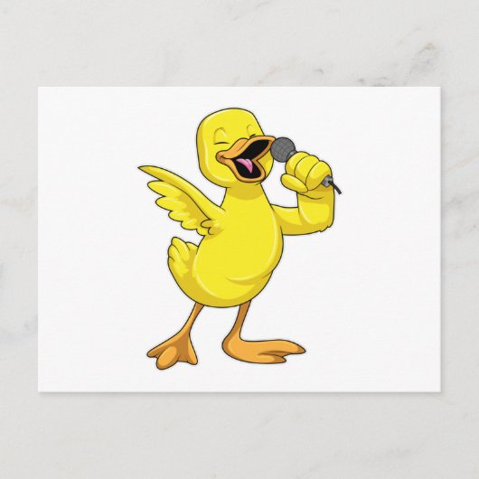 Duck als Singer met Microfoon Briefkaart (Voorkant)
