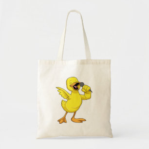 Duck als Singer met Microfoon Tote Bag