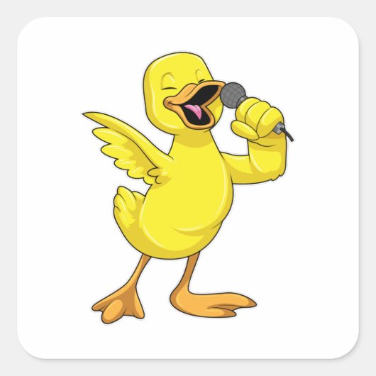 Duck als Singer met Microfoon Vierkante Sticker (Voorkant)